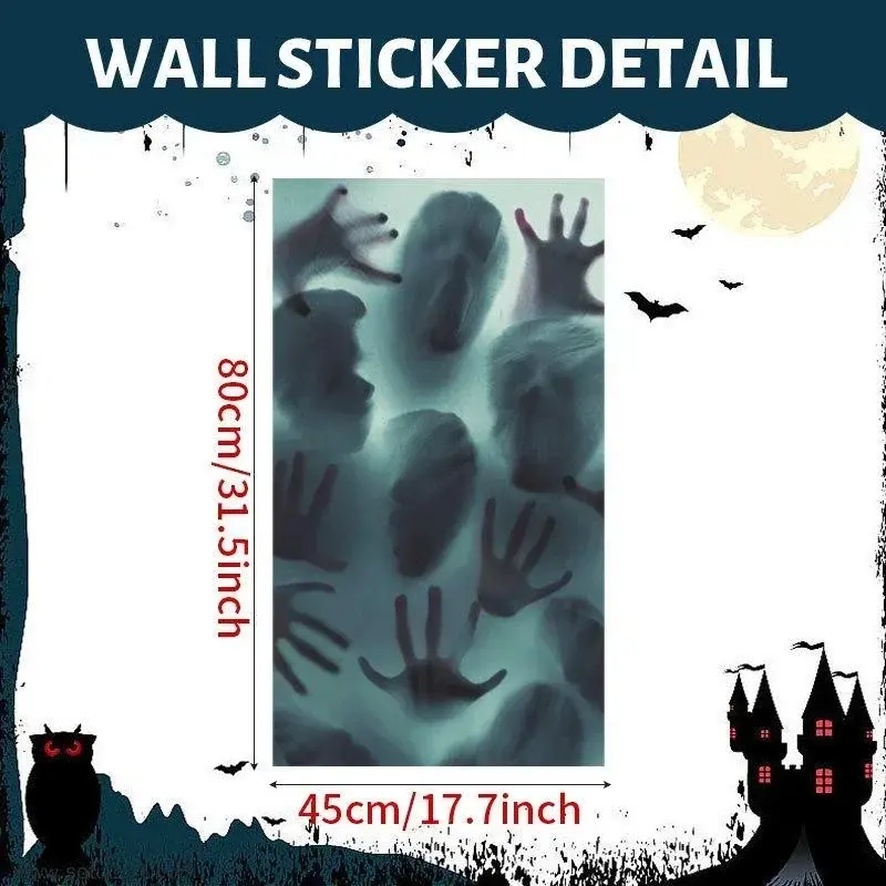 Halloween Series Horror Glass Window Wall Sticker Decoration Horror Haunted House Glass Sticker Props Holiday Party Accessories
