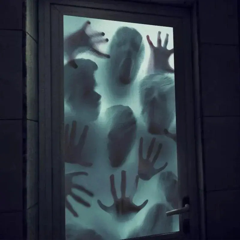 Halloween Series Horror Glass Window Wall Sticker Decoration Horror Haunted House Glass Sticker Props Holiday Party Accessories