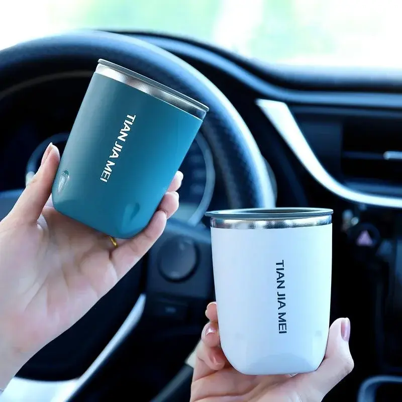 New Portable Mini Stainless Steel Casual Cup Double Layer Heat Insulation Anti-scald With Lid Travel Drink Coffee Milk Tea Cup