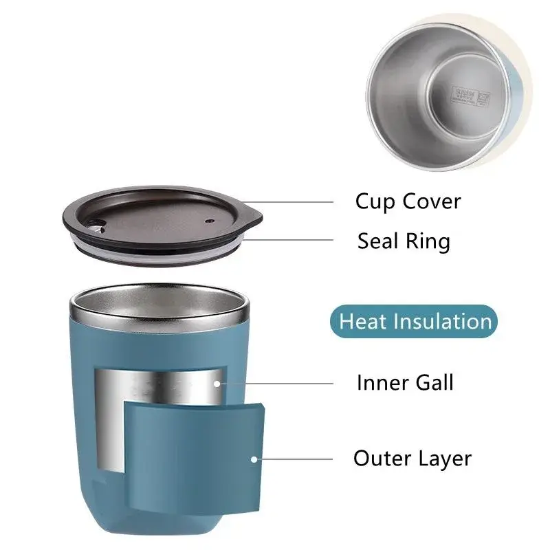 New Portable Mini Stainless Steel Casual Cup Double Layer Heat Insulation Anti-scald With Lid Travel Drink Coffee Milk Tea Cup