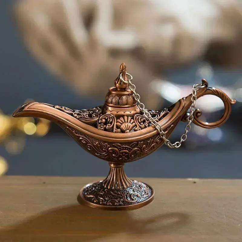 Retro Bronze Incense Burners European Metal Craft Wishing Lamp Aromatherapy Stove Old Plating Home Decoration Creative Ornaments