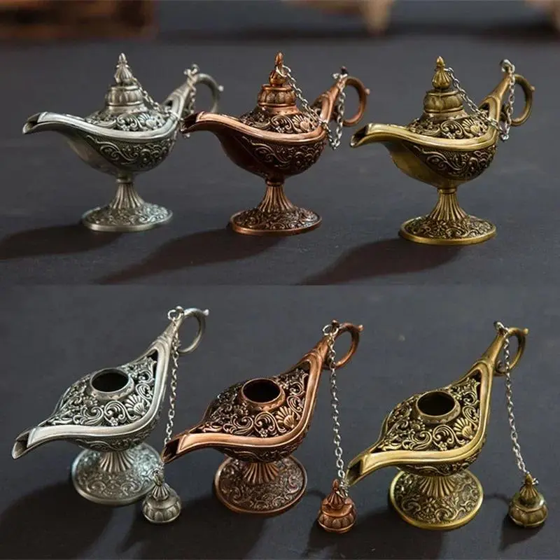 Retro Bronze Incense Burners European Metal Craft Wishing Lamp Aromatherapy Stove Old Plating Home Decoration Creative Ornaments