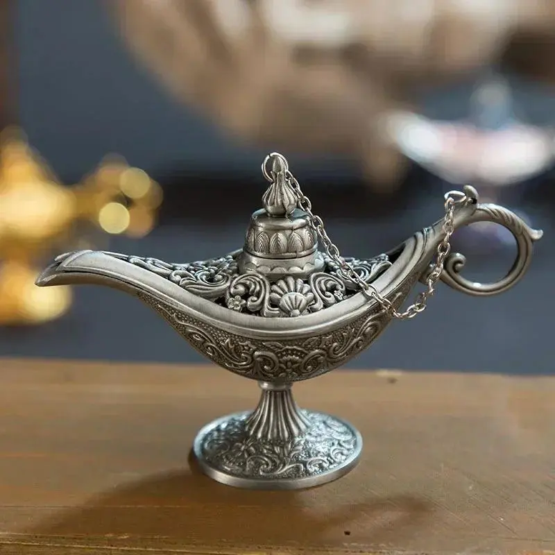 Retro Bronze Incense Burners European Metal Craft Wishing Lamp Aromatherapy Stove Old Plating Home Decoration Creative Ornaments