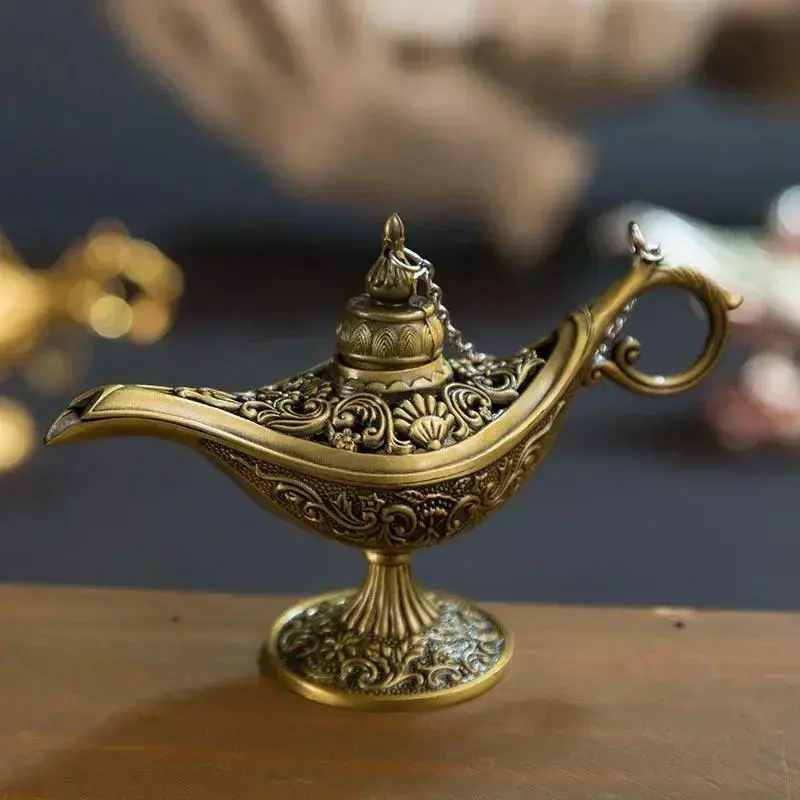 Retro Bronze Incense Burners European Metal Craft Wishing Lamp Aromatherapy Stove Old Plating Home Decoration Creative Ornaments