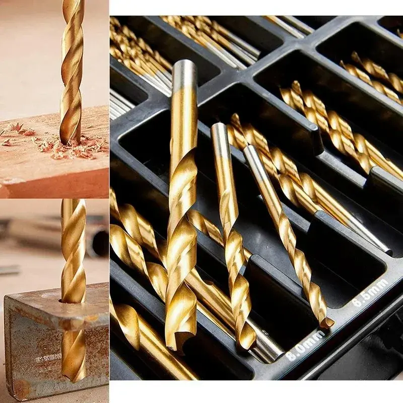 230 Piece Titanium Coated Twist Drill Bit Set 135° Tip Metric 1.0-10mm For Metalworking Woodworking Plastic Drilling Etc Tools