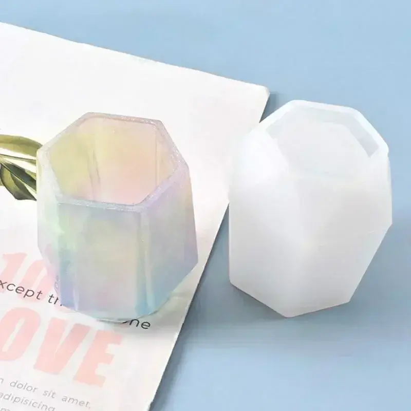 Home Decor Ornament Creative Gift Handmade Molds Hexagon Vases Silicone Molds DIY Plaster Concrete Pen Holder Planter Mould