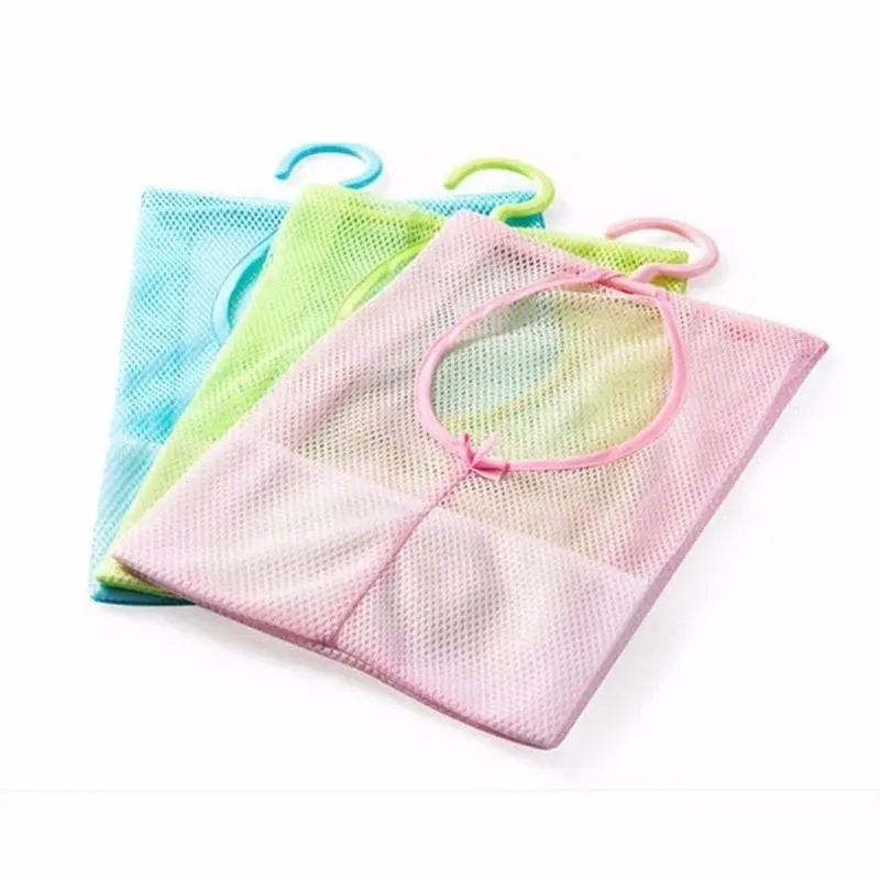 Hanging Mesh Storage Bag Clothes Toy Organizer Laundry Hook Underwear Kitchen Bathroom Indoor Outdoor Net Bag Home Supplies