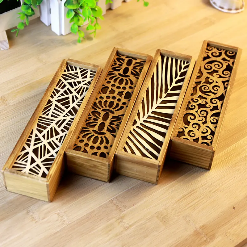 Creative Hollow Wooden Pencil Box Portable Storage Student Cute Multifunctional Stationery Desk Accessories School Pen Supplies