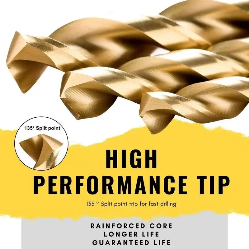 230 Piece Titanium Coated Twist Drill Bit Set 135° Tip Metric 1.0-10mm For Metalworking Woodworking Plastic Drilling Etc Tools