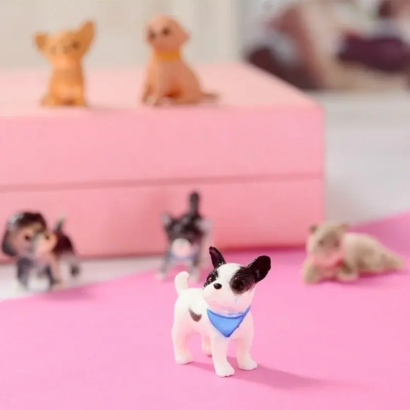 Cute Cat Dog Miniature Model 6Pcs Home Flower Pot Decoration Simulation Doll House Decoration Household Office Desk Ornament