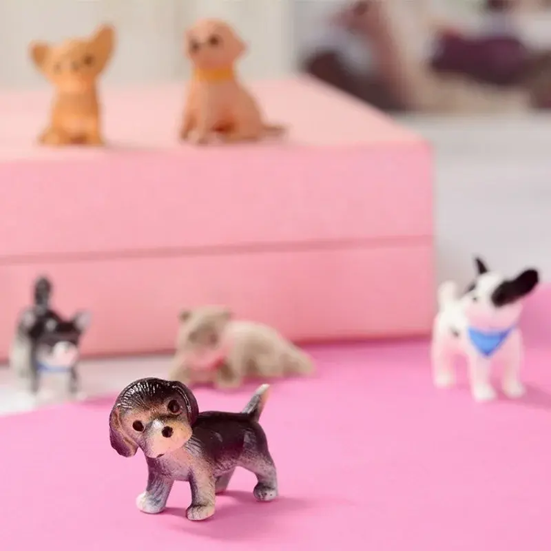 Cute Cat Dog Miniature Model 6Pcs Home Flower Pot Decoration Simulation Doll House Decoration Household Office Desk Ornament