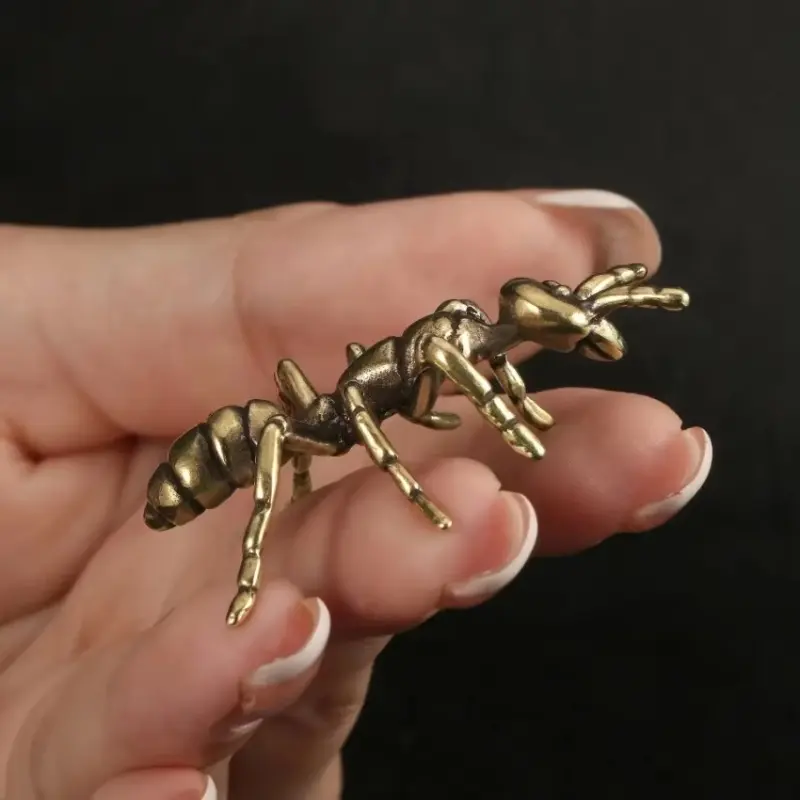 Miniature Simulation Insect Desk Ornament Table Tea Pets Antique Copper Crafts Home Decors Brass Ant Figurines