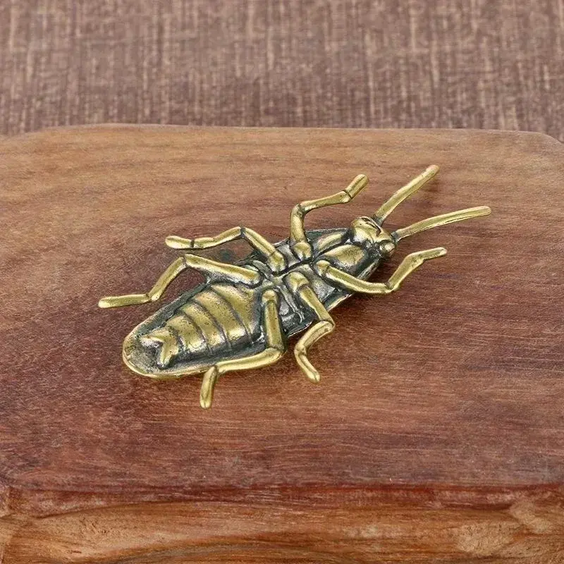 Brass Insect Cockroach Figurines Miniatures Solid Tea Pet Funny Crafts Collection Desktop Small Ornaments