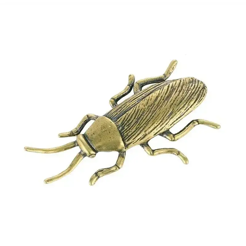 Brass Insect Cockroach Figurines Miniatures Solid Tea Pet Funny Crafts Collection Desktop Small Ornaments