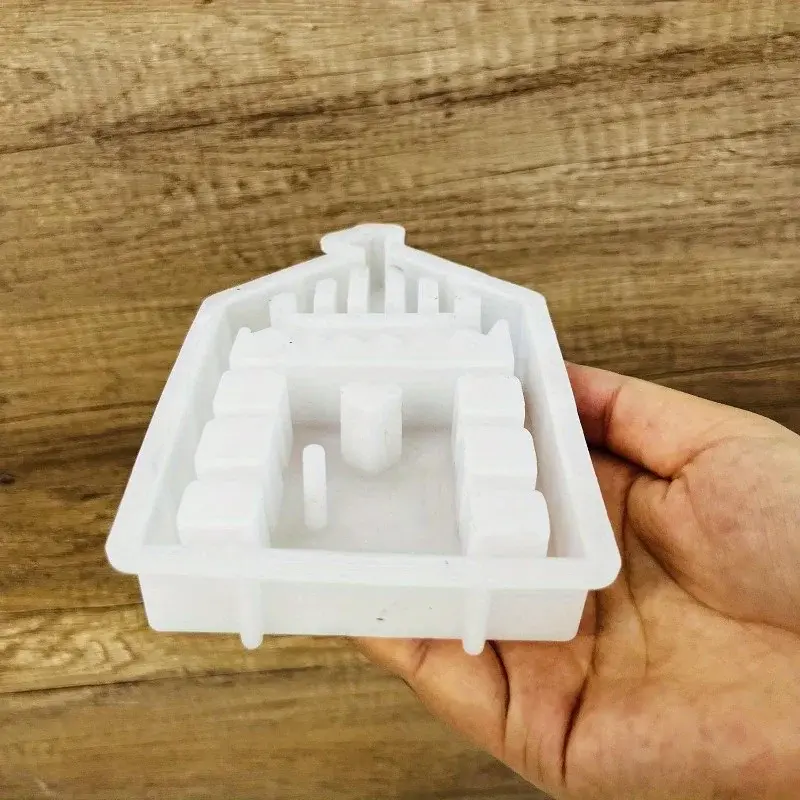 Beach House Silicone Mold with Heart Summer Sea Houses Concrete Mould Holiday Handmade Casting Mould