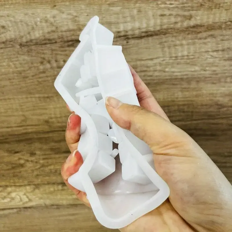 Beach House Silicone Mold with Heart Summer Sea Houses Concrete Mould Holiday Handmade Casting Mould