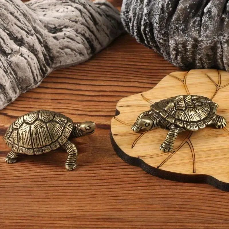 Lucky Small Money Turtle Retro Tortoise Statue Desktop Ornaments Solid Copper Figurines Home Decoration Household Supplies