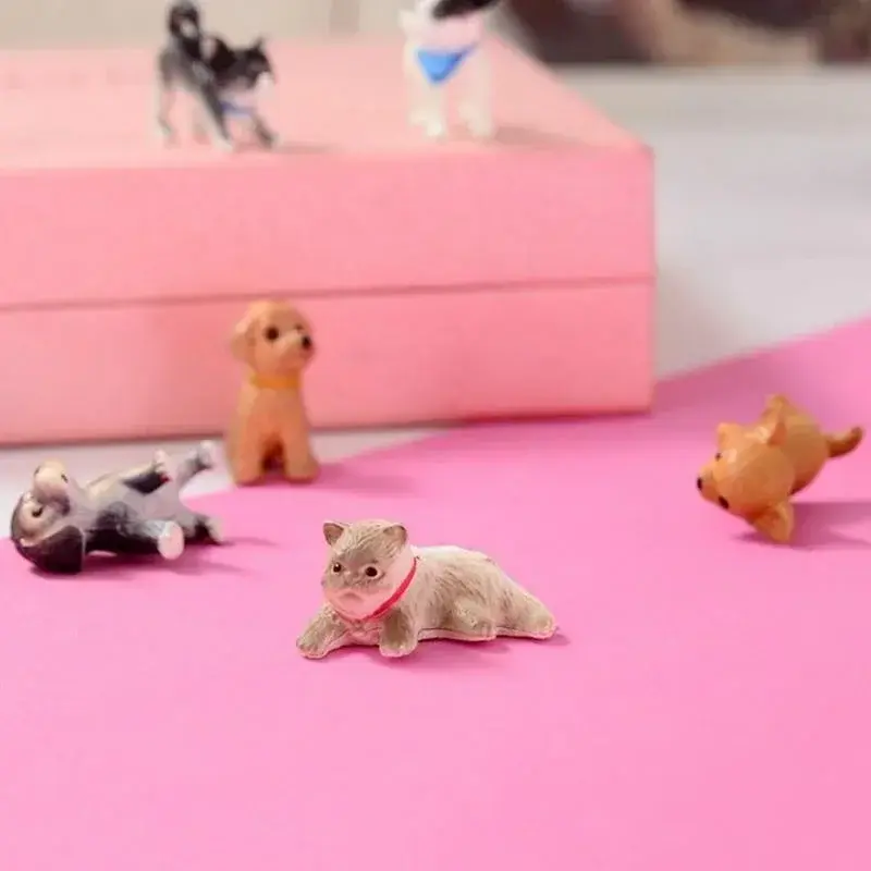 1:12 6-piece Scale Simulation Cat and Dog Doll House Miniature Model Doll House Decoration Doll Accessories Desk Ornaments