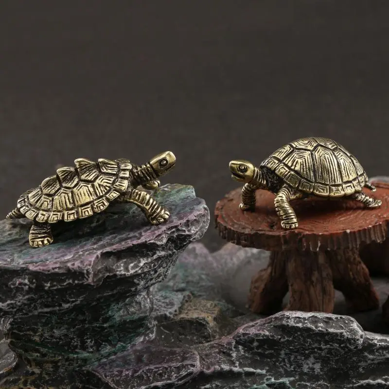 Lucky Small Money Turtle Retro Tortoise Statue Desktop Ornaments Solid Copper Figurines Home Decoration Household Supplies