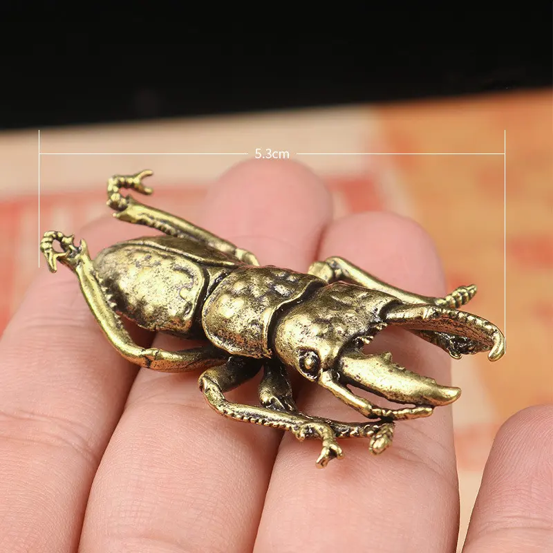 Simulation Copper Insect Ornaments Creative Solid Brass Beetle Decor Fuuny Small Bug Home Living Room Decoration Festival Gift