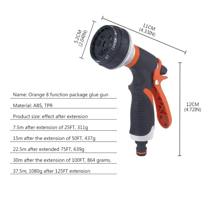 Adjustable Garden Hose Car Wash Water Gun Garden Washing Cleaner High Power Pressure Car and Hose Nozzle Washer Water Spray Gun
