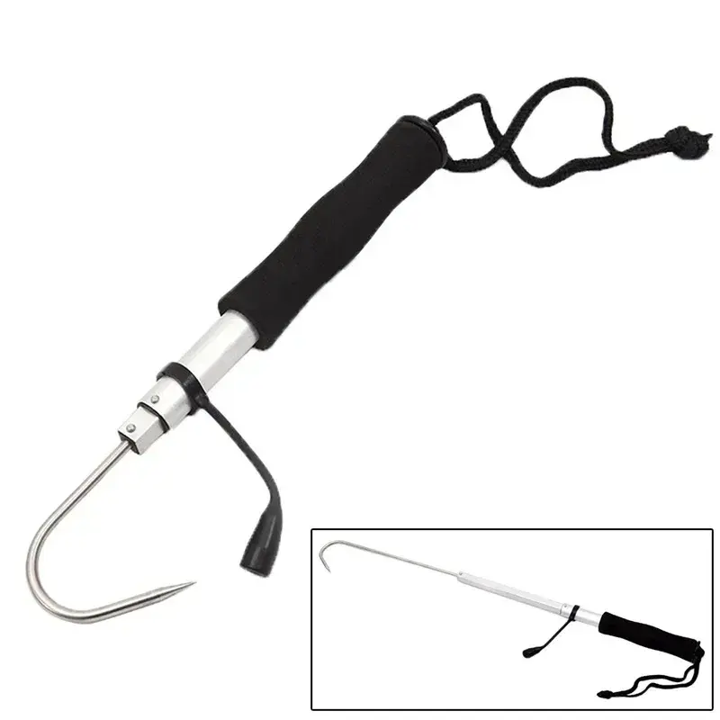 1Pc Retractable Telescopic Fish Gaff Stainless Steel Ice Sea Fishing Spear Hook Fishes Gear Outdoor Fishing Tool Accessories
