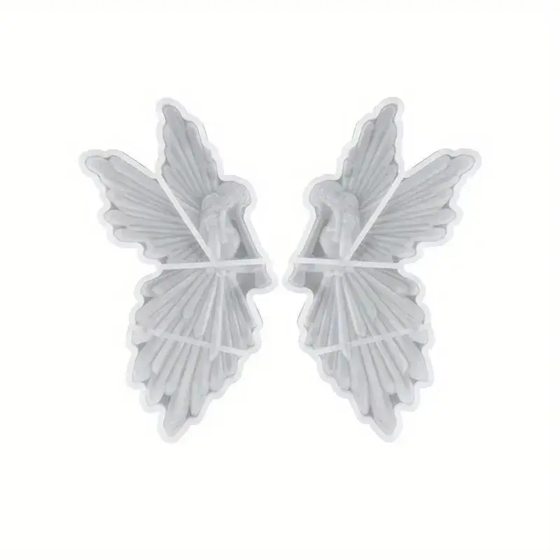 Crystal Drop Glue DIY Angel Mold Handmade Creative Symmetrical Left and Right Blowing Flute Wings Fairy Mirror Silicone Mold