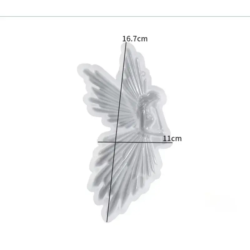 Crystal Drop Glue DIY Angel Mold Handmade Creative Symmetrical Left and Right Blowing Flute Wings Fairy Mirror Silicone Mold
