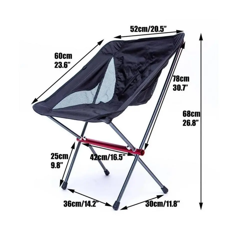 1Pcs Outdoor Hiking Fish Backpacking Full-Aluminum Frame Folding Camp Chair Compact Convenience Carry Bag Portable Stools