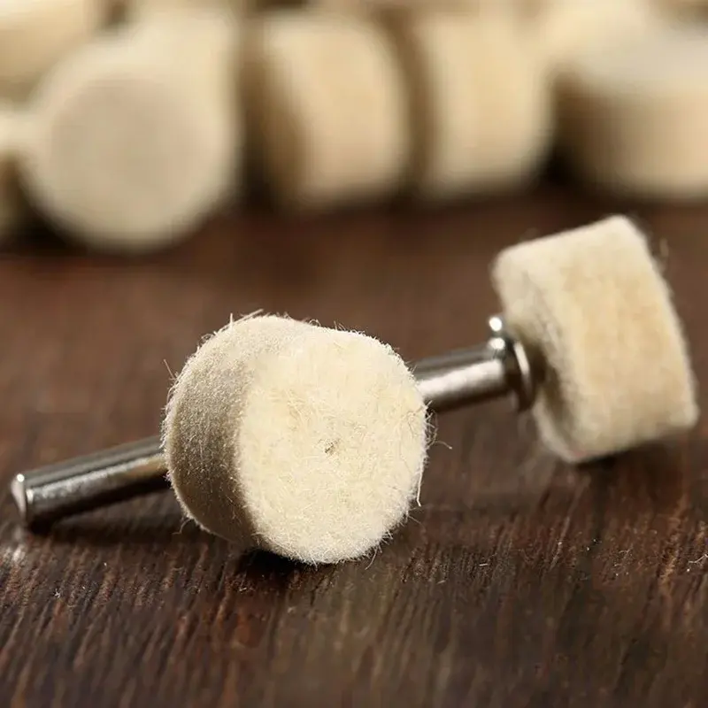 10pcs 13mm Wool Felt Polishing Buffing Round Wheel With 2 Shanks For Dremel Suitable Household Diy Decor Tools Practical Parts