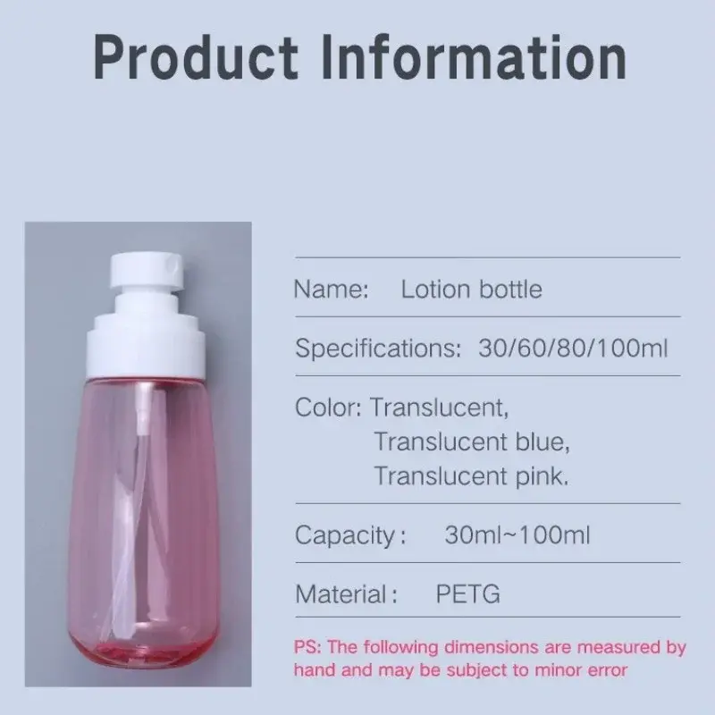 30/60/100ml Random Color Liquid Split Spray Bottle Multiple Models Alcohol Disinfection Bottle Portable Tourism Storage Bottles