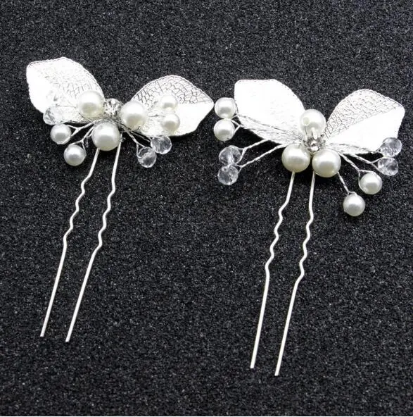 3PCS Flower Hairpin Bride Headdress Women Pearl Mesh U-shaoped Hair Clips Fashion Girls Wedding Hair Pretty Jewelry Accessories
