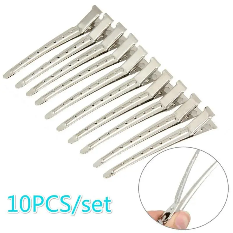 10PCS Partition Hair Clip Spring Hairdressing Tools Girls Stainless Steel Duckbill Clip Type Styling Accessory Lady Hair Decor