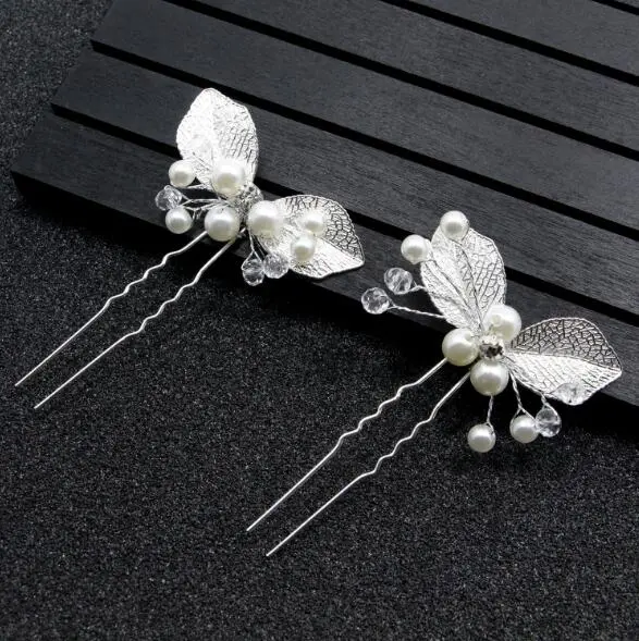 3PCS Flower Hairpin Bride Headdress Women Pearl Mesh U-shaoped Hair Clips Fashion Girls Wedding Hair Pretty Jewelry Accessories