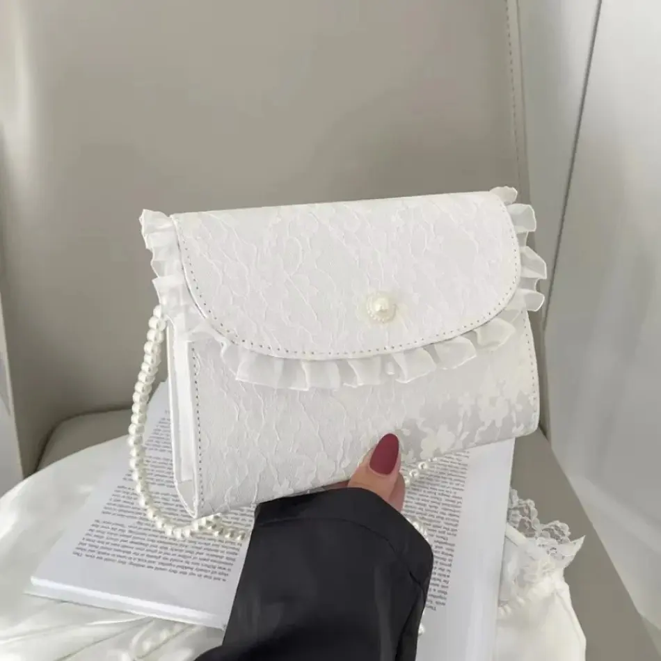 1 Pcs New Gentle Style Temperament Small Bag New Fashion Women's Summer Net Red Pearl Chain One Shoulder Small Bags For Women