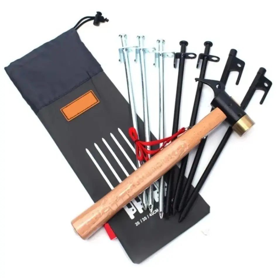 New 1 Pcs Outdoor Tent Pegs Bag Camping Tent Accessories Hammer Wind Rope Tent Nail Storage Pouch Cover Case Travelling Supplies