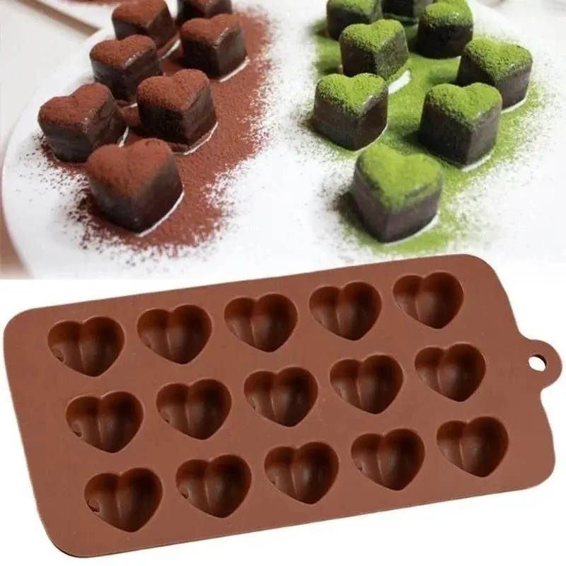 15 Holes Handmade Creative Chocolate Mold Silicone Cake Baking Heart Shape Pan Mould Chocolate Cupcake Muffin Kitchen Bake Tool
