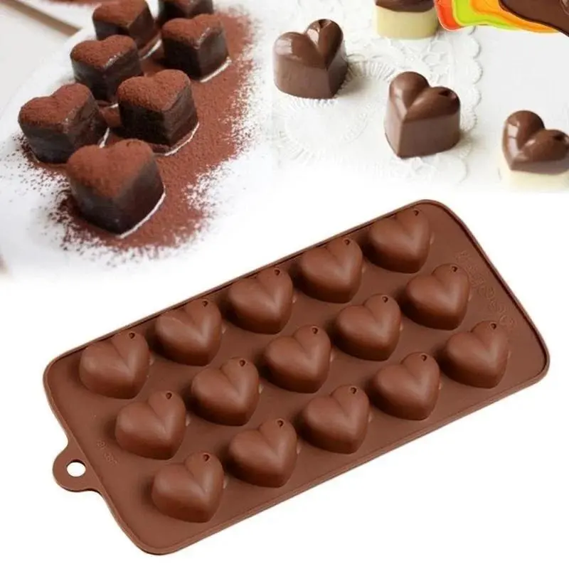 15 Holes Handmade Creative Chocolate Mold Silicone Cake Baking Heart Shape Pan Mould Chocolate Cupcake Muffin Kitchen Bake Tool