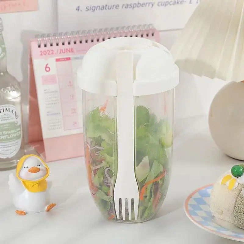 Salad Cup Breakfast Oatmeal Cereal Nut Yogurt Container Set With Fork Sauce Cup Lid Kitchen Food Taper Bowl Lunch Box Supplies