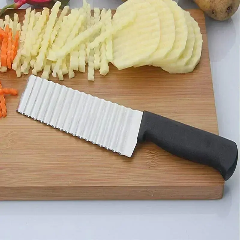 Stainless Steel Potato Chip Slicer Vegetable Fruit Crinkle Wavy Slicer Knife Kitchen Cooking Tools Household Kitchen Accessories