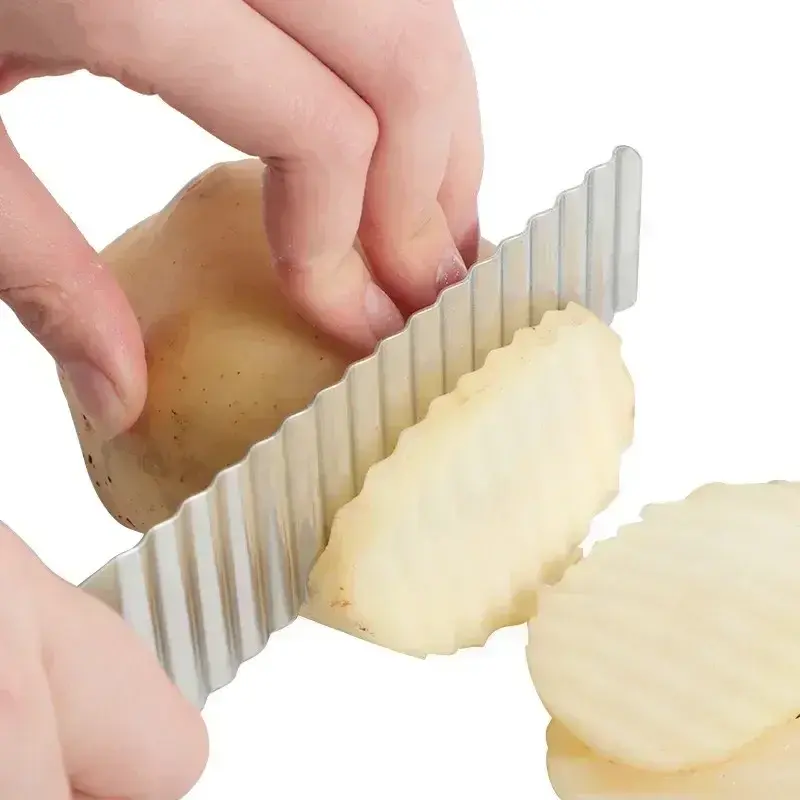 Stainless Steel Potato Chip Slicer Vegetable Fruit Crinkle Wavy Slicer Knife Kitchen Cooking Tools Household Kitchen Accessories
