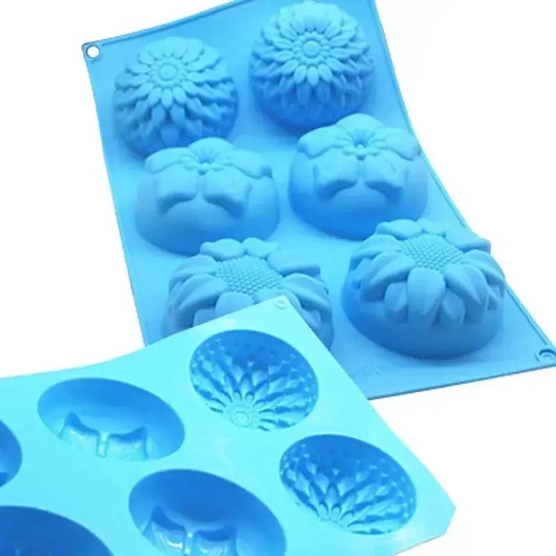 Kitchen Handmade New Creative Silicone Molds 6 Holes Molds Flower Shaped Silicone DIY Soap Candle Cake Mold Crafts Accessories