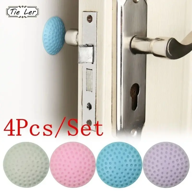 4Pcs/Set Wall Dimming Mute Through Fenders Ball Modeling Rubber Mudguard The Handle Door Lock After Protective Pad Wall Decals