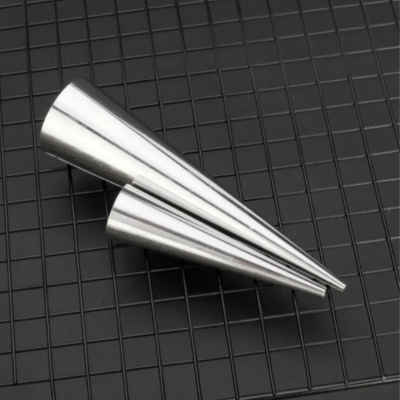 New 6Pcs Stainless Steel Cone Shape Spiral Croissant Denmark Pointed Metal Spiral Baking Tool For Making Croissants Roll Bread