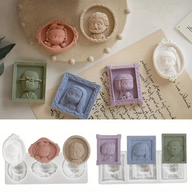 Dropping Resin Relief Semi Three-dimensional Portrait Refrigerator Sticker Aromatherapy Gypsum Hanging Silicone Mold Baking Tool