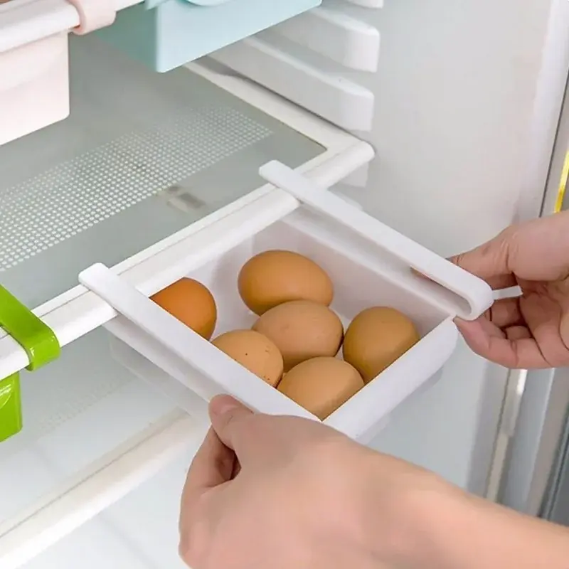 Practical Fruit Food Storage Rack Transparent Plastic Fridge Slide Under Shelf Home Kitchen Refrigerator Drawers Storage Boxs