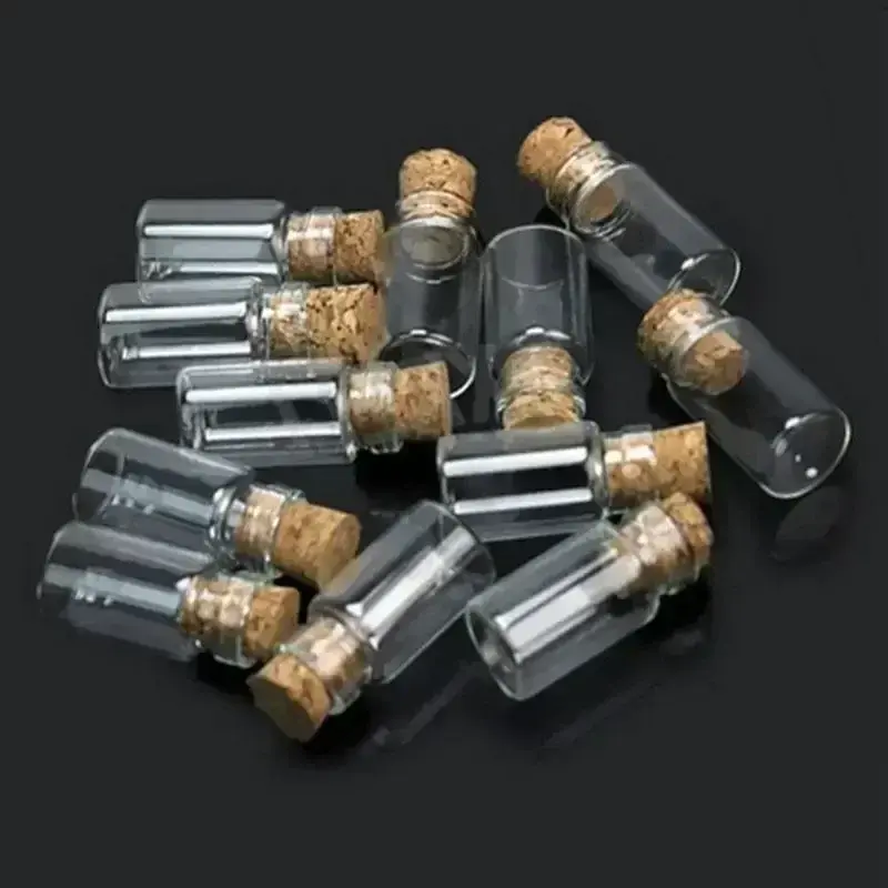 Miniature Transparency Glass Bottle 10pcs Bottles Cork Pendant Charm Vials Travel Portable Liquid Storage Tank Mini Glass Tank