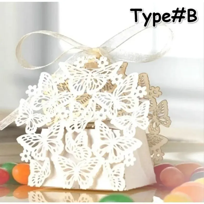 10pcs Hollow Butterfly Gift Box Creative Laser Cut Wedding Candy Box Cookie Box Packaging
