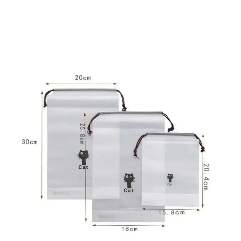 3Pcs/Set Matte Plastic Bag Drawstring Storage Bag For Clothes/Shoes Portable Travel Storage Pouch Transparent Packaging Bag