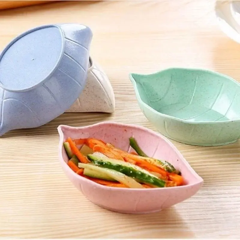 New Nordic Style Leaf Small Plate Food Grade Wheat Straw Seasoning Plate Home Kitchen Vinegar Bowls Soy Sauce Plates Snack Plate